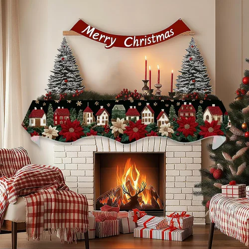 Miniatura 3 de BVBOX Bufanda Decorativa para Repisa de Chimenea Navideña, Cubierta Corredor para Repisa de Chimenea de Navidad e Invierno