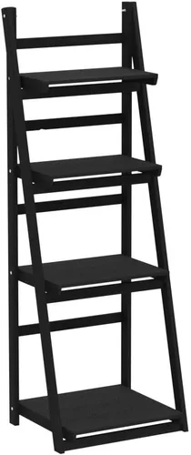Miniatura 5 de Estante de escalera envejecido, estantería rústica inclinada para decoración del hogar (negro)