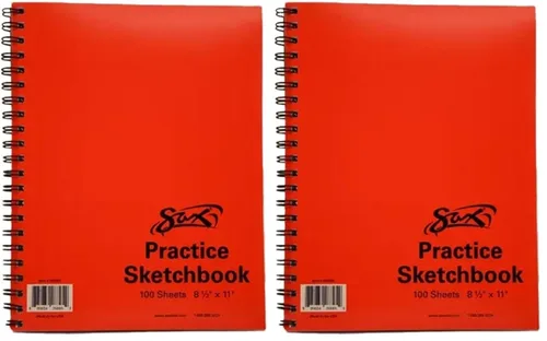 Sax -457568 Cuaderno de bocetos de práctica en espiral - 8 1/2 x 11 pulgadas - 100 hojas por bloc - Blanco (paquete de 2)