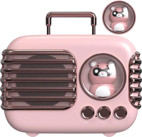 Altavoz Bluetooth inalámbrico, lindo mini altavoz portátil con emparejamiento TWS, sonido fuerte, tiempo de reproducción de 4 horas, micrófono,