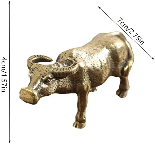 Miniatura 2 de Leheybia Estatua decorativa de búfalo de agua de adorno de vaca de latón - dorado