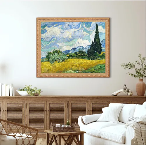 Miniatura 693 de A&T ARTWORK Campo de trigo con cipreses de Van Gogh Las reproducciones de arte clásico mundial, impresiones en lienzo giclée para decoración