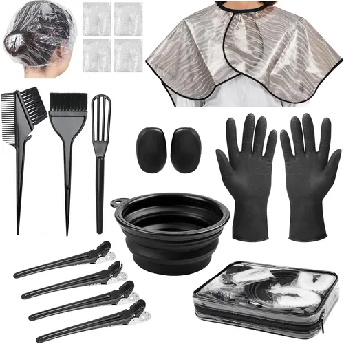 Xarchy Kit Profesional de Decoloración Capilar de 19 Piezas Productos de Coloración Capilar con Pincel de Tinte Capilar, Tazón de Color Capilar,