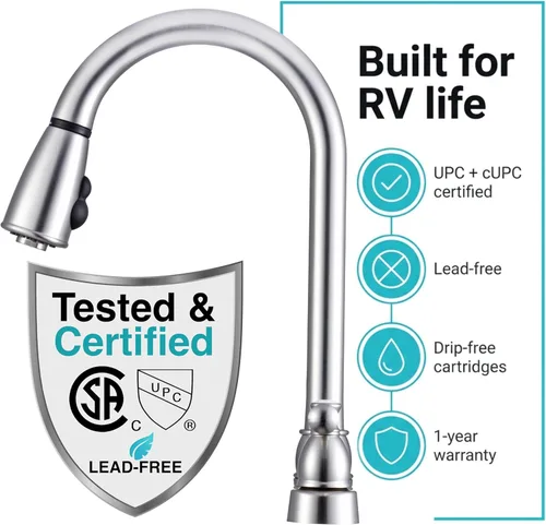 Miniatura 5 de Llave para fregadero de cocina Dura Faucet, llave de reemplazo no metálica con doble palanca para casas rodantes, caravana quinta rueda