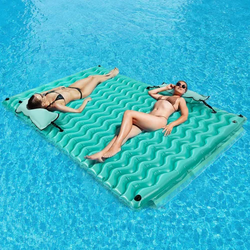 Miniatura 9 de Alfombra flotante inflable gigante mejorada 2025 - Flotador de piscina para adultos con hamaca para piscina, piscina, playa, lago para fiesta