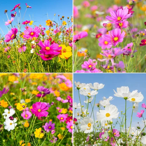 Miniatura 4 de Groundio Cosoms Seeds, 10 variedades de semillas de flores silvestres de 1 onza (mezcla de sensación, Candystripe, Gloria y Azufre Cosmos)