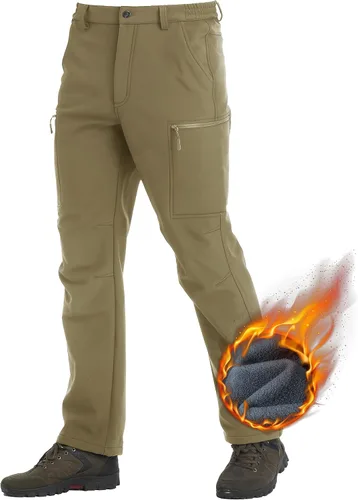 TACVASEN Pantalones de senderismo para hombre, con forro polar, pantalones de trabajo cargo con 5 bolsillos para pesca, campamento y viajes