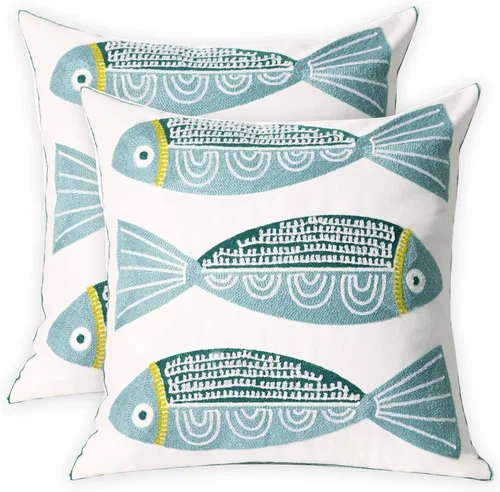 Miniatura 9 de 1 PCS Funda de Almohada Decorativa de Algodón Bordada, Fundas de Cojín Cuadradas Decorativas para el Hogar, Sofá, Cama y Silla, de 18 x 18 Pulgadas
