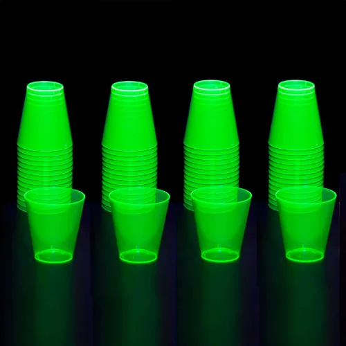 Miniatura 10 de Party Essentials Vasos de plástico duro de 2 onzas, verde neón, 50