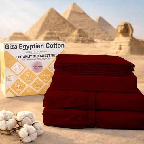 Miniatura 40 de MyGiza Sheets - Juego de sábanas de algodón Giza de primera calidad, tamaño split king, individual, matrimonial, king y queen, set de 4 unidades.