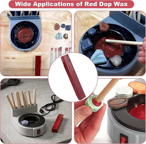 Miniatura 7 de showingo Cera DOP roja para corte y pulido de cabachon lapidario