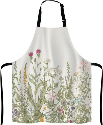 Miniatura 15 de Delantal a cuadros de búfalo blanco y negro para el hogar, cocina, impermeable, para hornear, jardinería, para mujeres y hombres