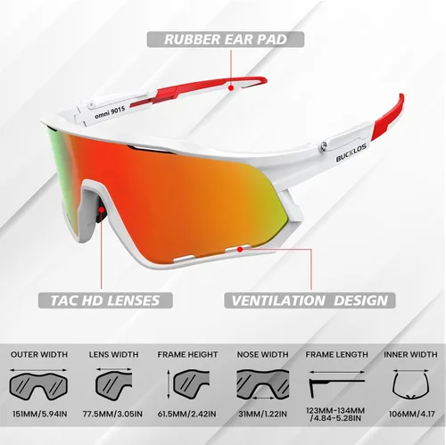 Miniatura 8 de BUCKLOS Gafas de sol polarizadas para ciclismo y correr para hombres y mujeres, protección UV400, gafas de sol TR90 para bicicleta, béisbol, Marcos