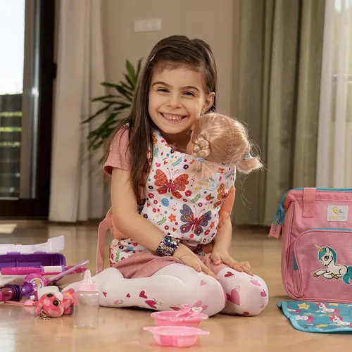 Miniatura 2 de HappyVk Portabebés para muñecas de juguete, portador delantero y trasero para niñas pequeñas, accesorios de muñeca mariposa