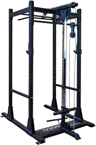 Miniatura 3 de Rugged Strength & Fitness Power Rack (Y100P3) con accesorio Lat - Juego de pesas de 300 libras incluido, ideal para entrenamiento de fuerza