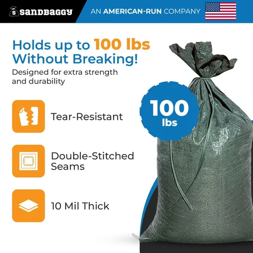 Miniatura 4 de Sandbaggy - Bolsas de arena vacías resistentes para inundaciones (14 x 26 pulgadas) - Bolsas de arena de polietileno - Barrera contra inundaciones