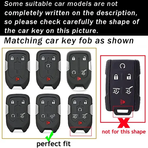 Miniatura 2 de ontto Funda para llave de coche con llavero de metal y piel sintética para Chevrolet Silverado Fit para GMC Sierra 1500 2500HD 3500HD Terrain Acadia