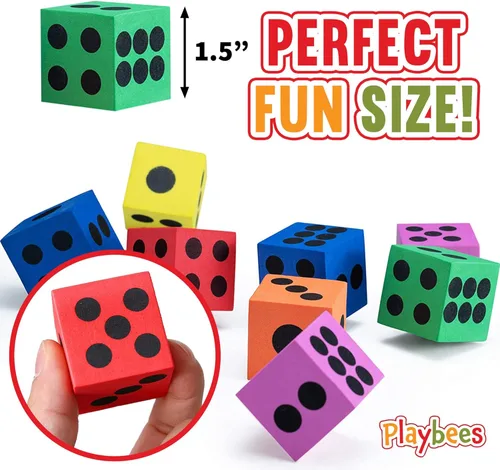 Miniatura 4 de Juego de 24 dados de espuma, 1.5 pulgadas, grandes, suaves y coloridos, para niños, no tóxicos, de gran tamaño para matemáticas en el aula