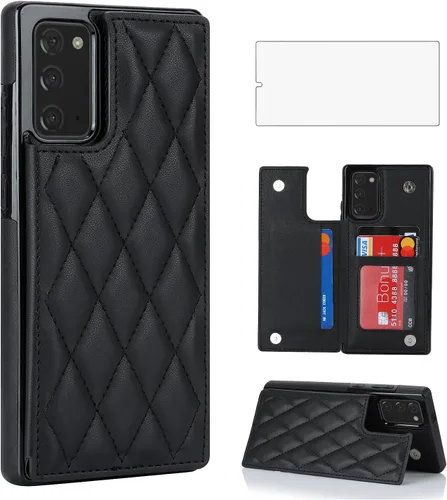 Asuwish Funda de teléfono para Samsung Galaxy Note 20 5G Funda tipo cartera con protector de pantalla de vidrio templado y soporte de tarjeta RFID