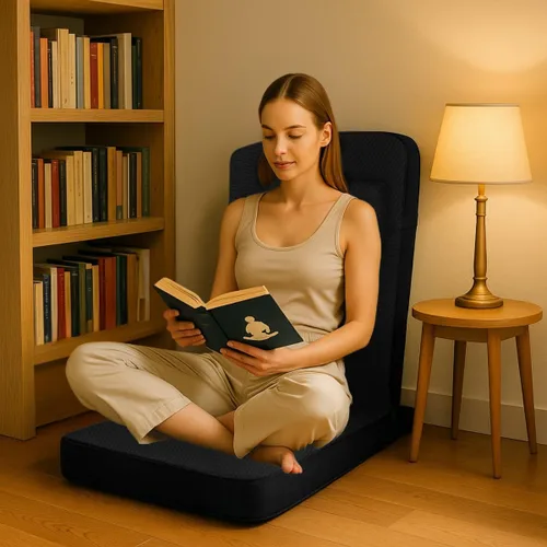 Miniatura 2 de Friends Of Meditation - Silla plegable 4 en 1 de Buda, asiento ergonómico de yoga con zafu de media luna, soporte lumbar desmontable y funda de Negro