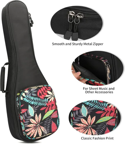 Miniatura 5 de MUINS Estuche para ukelele, 21 23 26 30. Estuche duradero y colorido para ukelele con acolchado más grueso para soprano, concierto, tenor con dobles