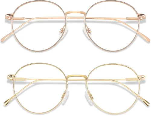 Miniatura 7 de ANDWOOD Gafas de bloqueo de luz azul para mujeres y hombres, computadora de cara pequeña, bloqueador de luz azul transparente, marco de metal súper