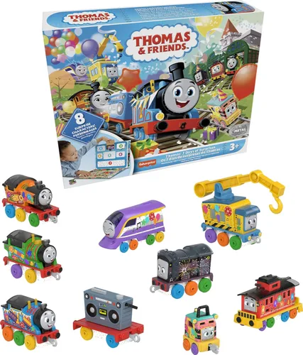 Thomas & Friends Juego de regalo de trenes de juguete Thomas' 7 días de sorpresas, 10 vehículos fundidos a presión con carga para niños a partir de