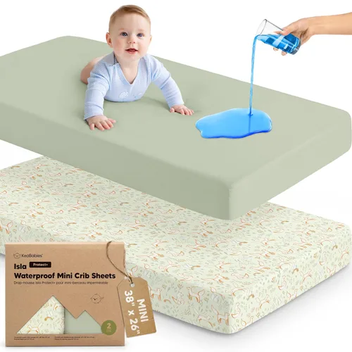 Miniatura 10 de Sábanas ajustadas para Pack and Play - Paquete de 2 sábanas mini para cuna para Pack N Play, colchón 38x26, ropa de cama suave y acogedora