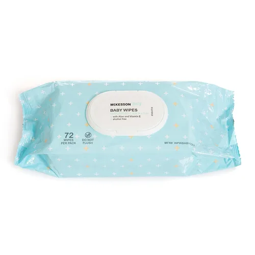 Miniatura 7 de McKesson Toallitas para bebé, sin perfume (1 paquete, 72 toallitas) – Aloe y vitamina E, 99% agua, tapa abatible, toallitas para piel sensible