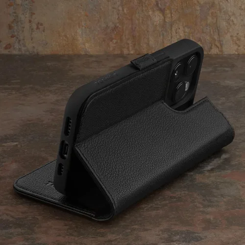 Miniatura 3 de TORRO Funda de cuero prémium compatible con iPhone 15 Pro de 6.1 pulgadas, funda de piel auténtica tipo cartera con función atril y ranuras