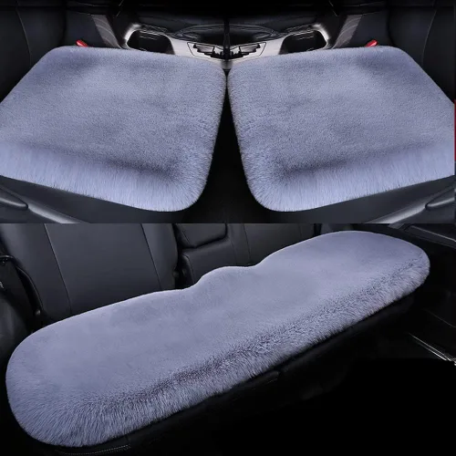 Miniatura 27 de LoveisLove Cojín de asiento de automóvil para asiento de conductor, almohadilla de asiento de felpa sintética, suave, cómoda, cálida, silla de Negro