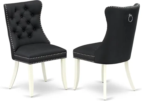 Miniatura 4 de East West Furniture ANDA5-LWH-12 - Juego de cocina de 5 piezas que contiene una mesa de comedor redonda con pedestal y 4 sillas Parson tapizadas
