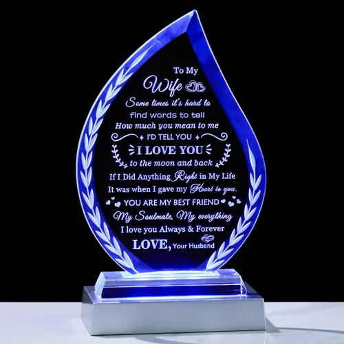 Miniatura 16 de Qianwei Regalos de cumpleaños para el abuelo de los nietos, placa de cristal único regalo para mi abuelo con base LED colorida, regalo