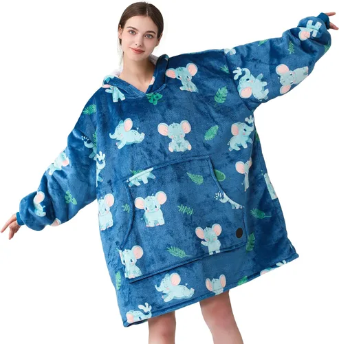 Miniatura 40 de Three Poodle - Manta con capucha portátil para niños, sudadera de sherpa de gran tamaño con capucha gigante, manta con capucha cálida y acogedora