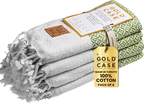 Miniatura 49 de Gold CASE - Juego de 4 Toallas de Mano Turcas para Baño, 20 x 40 pulgadas, Toallas de Baño 100% Algodón, Toalla Pequeña de Cocina Aphrodite