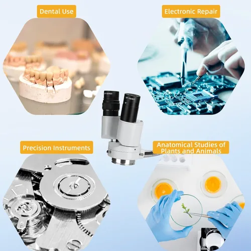 Miniatura 5 de Microscopio dental con luz LED - Estereomicroscopios 360 Revolve 8X Ampliación Binocular Microscopio Estéreo Binocular Dental Microscopio Binocular