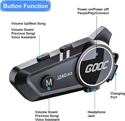 Miniatura 7 de Altavoces e intercomunicador Bluetooth para casco - Sistema de comunicación de cancelación de ruido para 2 jinetes para motocicleta, esquí, ciclismo