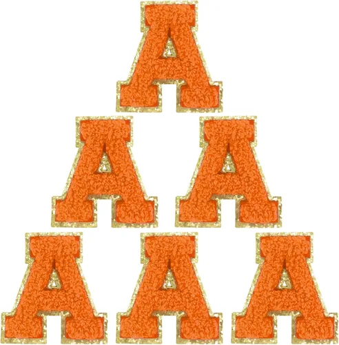Miniatura 103 de 6 piezas de parches de letras de chenilla autoadhesivas, parches de letras preppy de 2 pulgadas para bolsos, ropa y sombreros, grandes pegatinas