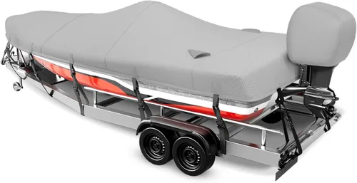 Miniatura 7 de Funda para Barco de 16-18 pies, Funda para Barco Bass 1200D, Fundas para Barco Resistentes e Impermeables con Funda para Motor y Kits de Drenaje