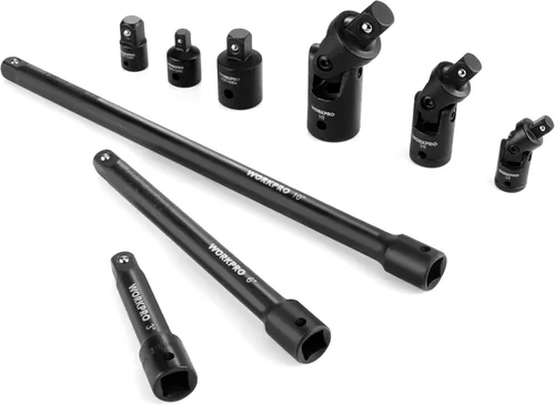 Miniatura 9 de WORKPRO Juego de extensión de enchufe de impacto de 18 piezas, incluye adaptadores de enchufe, juego de extensión de trinquete, barra de extensión