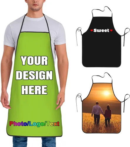 Miniatura 31 de Delantal de chef personalizado para hombres y mujeres, para cocinar, con nombre, logotipo, foto, regalos de cocina para familiares y amigos