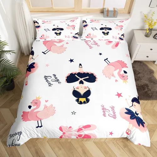 Miniatura 12 de Erosebridal Juego de funda de edredón Kawaii tamaño individual, lindo juego de ropa de cama de dibujos animados para niños y niñas, funda de edredón
