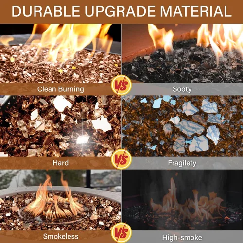Miniatura 142 de NUPICK Vidrio de Fuego de 5 Libras, Vidrio Brillante para Fogata de 1/2 Pulgada, Roca de Vidrio Templado para Fogata para Propano o Gas Natural