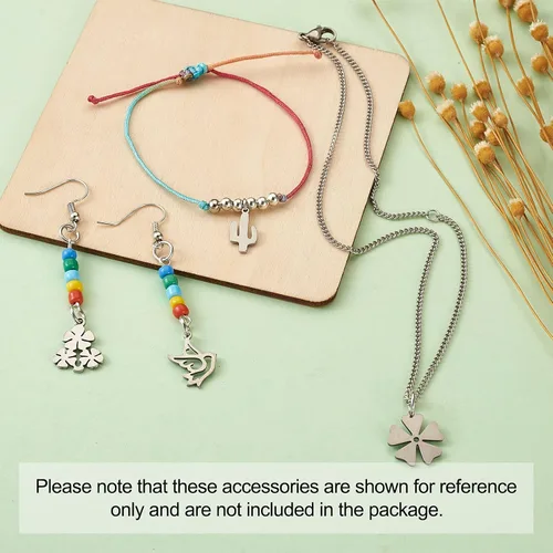 Miniatura 2 de Pandahall - Dijes de acero inoxidable surtidos de metal, estrella y luna, flor, animal para hacer pulseras, collares, aretes, Acero inoxidable