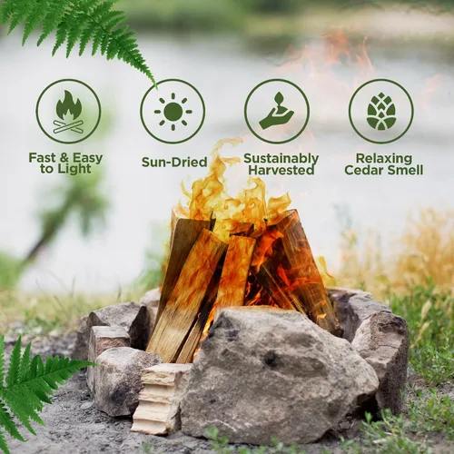 Miniatura 3 de Double Tree Forest Products - Combo de leña de cedro de madera de grasa e incienso: ideal para estufas de leña, chimeneas, fogatas, hogueras
