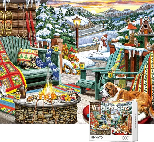 Miniatura 19 de Rompecabezas para adultos, 1000 piezas Rompecabezas Paraíso Animal, Pintura de Dibujos Animados Rompecabezas Desafiantes para Noches