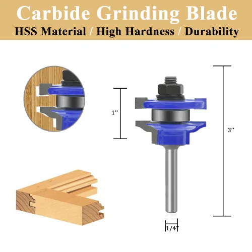 Miniatura 2 de TAIWAIN 1/4 Inch Shank Wood Router Bit Set 3 PCS, Milling Tool for Woodworking, Cabinet Door Rail Stile, Router Bits Sets Cutter Tool for Carbide