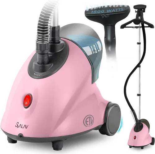 SALAV GS18-DJ - Vaporizador de ropa de pie con ruedas giratorias para un fácil movimiento, tanque de agua de 1.8L para 1 hora de vapor continuo,