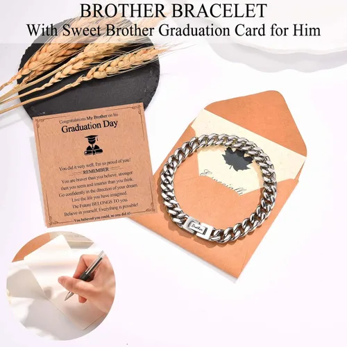 Miniatura 3 de Regalos para papá, hijo, nieto, tío sobrino, hermano, marido, novio, regalos para hombres y niños, pulsera de eslabones de cadena cubana, regalos