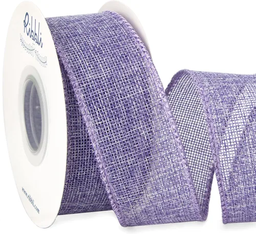 Miniatura 16 de Ribbli - Cinta de arpillera verde esmeralda con alambre, 1 – 1/2 Pulgadas x 10 Yardas, cinta con borde alámbrico para arco grande, corona
